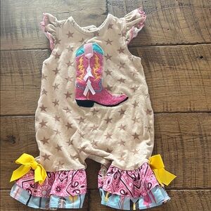 Cowboy boot baby romper 6m molly & Millie